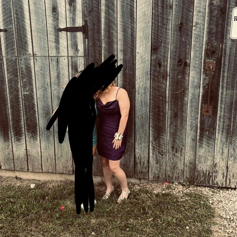purple homecoming dress.